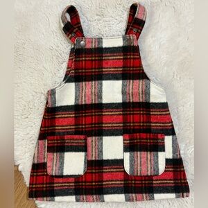 Plaid Kids Overalls - Red and Black